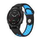 For Garmin Fenix 6 Sapphire GPS 22mm Sports Breathable Silicone Watch Band(Black+Blue) - 1