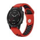 For Garmin Fenix 6 Sapphire GPS 22mm Sports Breathable Silicone Watch Band(Red+Black) - 1