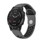 For Garmin Fenix 6 Sapphire GPS 22mm Sports Breathable Silicone Watch Band(Grey+Black) - 1