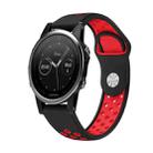 For Garmin Fenix 5 22mm Sports Breathable Silicone Watch Band(Black+Red) - 1