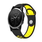 For Garmin Fenix 5 22mm Sports Breathable Silicone Watch Band(Black+Yellow) - 1