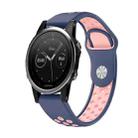 For Garmin Fenix 5 22mm Sports Breathable Silicone Watch Band(Midnight Blue+Pink) - 1