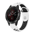 For Garmin Fenix 5 Plus 22mm Sports Breathable Silicone Watch Band(White+Black) - 1