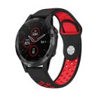 For Garmin Fenix 5 Plus 22mm Sports Breathable Silicone Watch Band(Black+Red) - 1