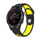 For Garmin Fenix 5 Plus 22mm Sports Breathable Silicone Watch Band(Black+Yellow) - 1