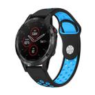 For Garmin Fenix 5 Plus 22mm Sports Breathable Silicone Watch Band(Black+Blue) - 1