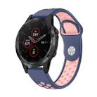 For Garmin Fenix 5 Plus 22mm Sports Breathable Silicone Watch Band(Midnight Blue+Pink) - 1
