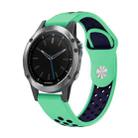 For Garmin Quatix 5 22mm Sports Breathable Silicone Watch Band(Mint Green+Midnight Blue) - 1