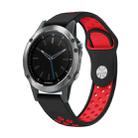 For Garmin Quatix 5 22mm Sports Breathable Silicone Watch Band(Black+Red) - 1