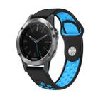 For Garmin Quatix 5 22mm Sports Breathable Silicone Watch Band(Black+Blue) - 1