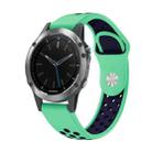 For Garmin Quatix 5 Sapphire 22mm Sports Breathable Silicone Watch Band(Mint Green+Midnight Blue) - 1