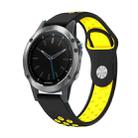 For Garmin Quatix 5 Sapphire 22mm Sports Breathable Silicone Watch Band(Black+Yellow) - 1