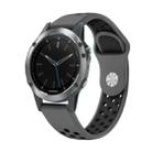 For Garmin Quatix 5 Sapphire 22mm Sports Breathable Silicone Watch Band(Grey+Black) - 1