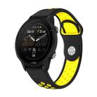 For Garmin Forerunner 955 22mm Sports Breathable Silicone Watch Band(Black+Yellow) - 1