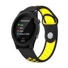 For Garmin Forerunner 935 22mm Sports Breathable Silicone Watch Band(Black+Yellow) - 1