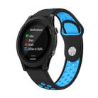 For Garmin Forerunner 935 22mm Sports Breathable Silicone Watch Band(Black+Blue) - 1