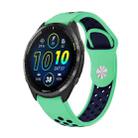 For Garmin Forerunner 965 22mm Sports Breathable Silicone Watch Band(Mint Green+Midnight Blue) - 1