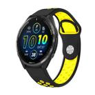 For Garmin Forerunner 965 22mm Sports Breathable Silicone Watch Band(Black+Yellow) - 1