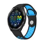 For Garmin Forerunner 965 22mm Sports Breathable Silicone Watch Band(Black+Blue) - 1