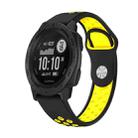 For Garmin Instinct 22mm Sports Breathable Silicone Watch Band(Black+Yellow) - 1