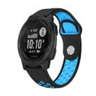 For Garmin Instinct 22mm Sports Breathable Silicone Watch Band(Black+Blue) - 1