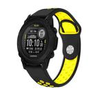 For Garmin Descent G1 22mm Sports Breathable Silicone Watch Band(Black+Yellow) - 1