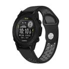For Garmin Descent G1 22mm Sports Breathable Silicone Watch Band(Black+Grey) - 1