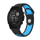 For Garmin Descent G1 22mm Sports Breathable Silicone Watch Band(Black+Blue) - 1