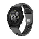 For Garmin Descent G1 22mm Sports Breathable Silicone Watch Band(Grey+Black) - 1