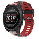 For Garmin Fenix 7X Solar 26mm Camouflage Printed Silicone Watch Band(Red+Army Camouflage) - 1