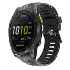 For Garmin Enduro 2 26mm Camouflage Printed Silicone Watch Band(Black+Digital  Camouflage) - 1