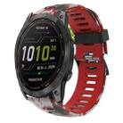 For Garmin Enduro 2 26mm Camouflage Printed Silicone Watch Band(Red+Army Camouflage) - 1