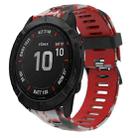 For Garmin Fenix 6X 26mm Camouflage Printed Silicone Watch Band(Red+Army Camouflage) - 1