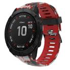 For Garmin Fenix 6X Sapphire 26mm Camouflage Printed Silicone Watch Band(Red+Army Camouflage) - 1