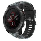 For Garmin Fenix 5X Plus 26mm Camouflage Printed Silicone Watch Band(Black+Digital  Camouflage) - 1