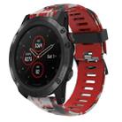 For Garmin Fenix 5X Plus 26mm Camouflage Printed Silicone Watch Band(Red+Army Camouflage) - 1