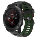 For Garmin Fenix 5X Plus 26mm Camouflage Printed Silicone Watch Band(Army Green+Bamboo Camouflage) - 1