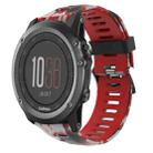 For Garmin Fenix 3 26mm Camouflage Printed Silicone Watch Band(Red+Army Camouflage) - 1