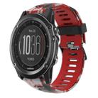 For Garmin Fenix 3 HR 26mm Camouflage Printed Silicone Watch Band(Red+Army Camouflage) - 1