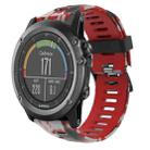 For Garmin Fenix 3 Sapphire 26mm Camouflage Printed Silicone Watch Band(Red+Army Camouflage) - 1