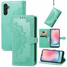 For Samsung Galaxy A24 4G Mandala Flower Embossed Leather Phone Case(Green) - 1
