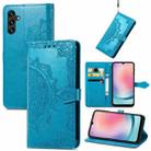 For Samsung Galaxy A24 4G Mandala Flower Embossed Leather Phone Case(Blue) - 1