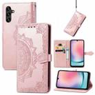 For Samsung Galaxy A24 4G Mandala Flower Embossed Leather Phone Case(Rose Gold) - 1