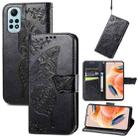 For Redmi Note 12 Pro 4G Butterfly Love Flower Embossed Leather Phone Case(Black) - 1