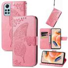 For Redmi Note 12 Pro 4G Butterfly Love Flower Embossed Leather Phone Case(Pink) - 1