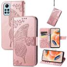 For Redmi Note 12 Pro 4G Butterfly Love Flower Embossed Leather Phone Case(Rose Gold) - 1