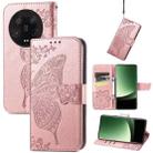 For Xiaomi 13 Ultra Butterfly Love Flower Embossed Leather Phone Case(Rose Gold) - 1