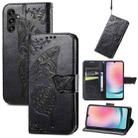 For Samsung Galaxy A24 4G Butterfly Love Flower Embossed Leather Phone Case(Black) - 1