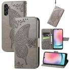 For Samsung Galaxy A24 4G Butterfly Love Flower Embossed Leather Phone Case(Gray) - 1