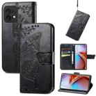 For Motorola Moto X40 Butterfly Love Flower Embossed Leather Phone Case(Black) - 1